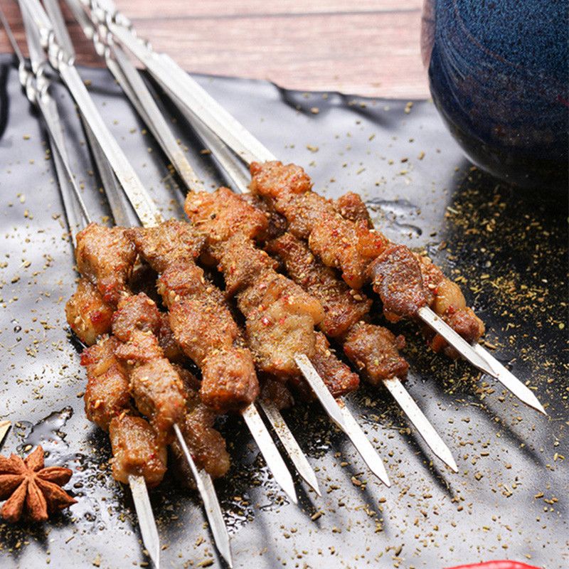 6 Edelstahl-Spieße Für Kebab & Grillen – Ohne Holzgriff, Ofenfest, Mit Tasche
