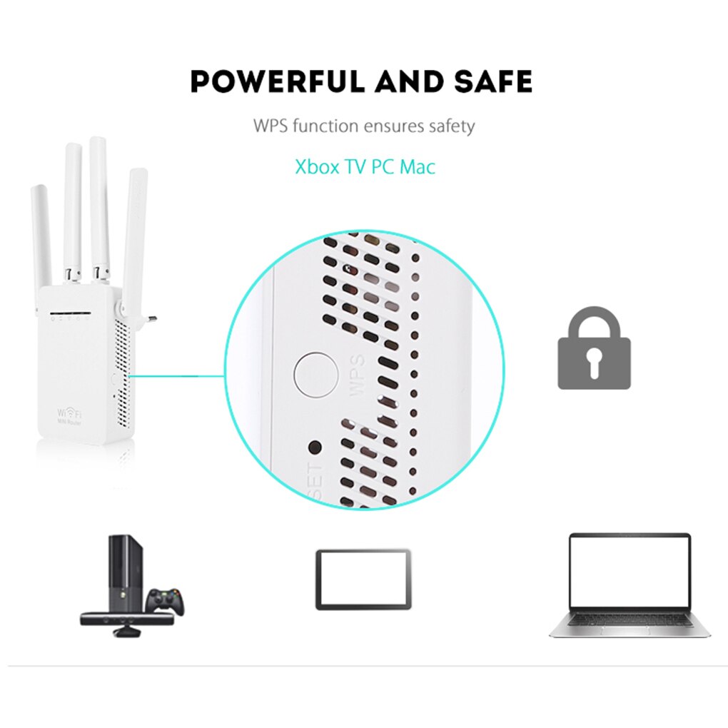 elenxs 300Mbps Wireless WIFI Router Wifi Repeater Home Network Booster Antenna Sky Wps Signal Range Extender