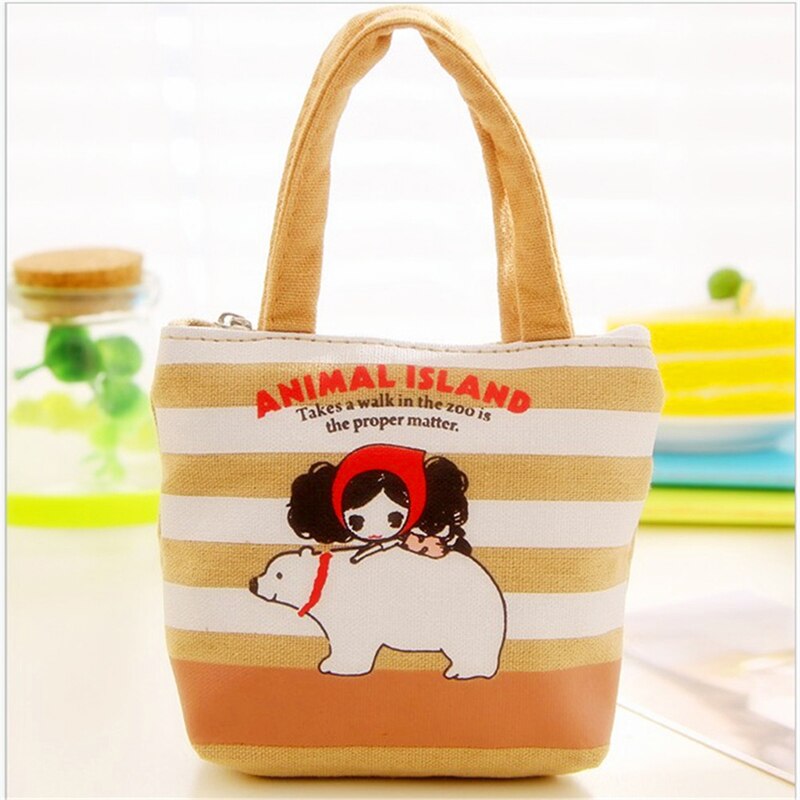 Schattige meisjes portemonnee cartoon mini handtas voor kinderen canvas tas koptelefoon tassen dames kleine kawaii portemonnee ritsvak tas: Beer