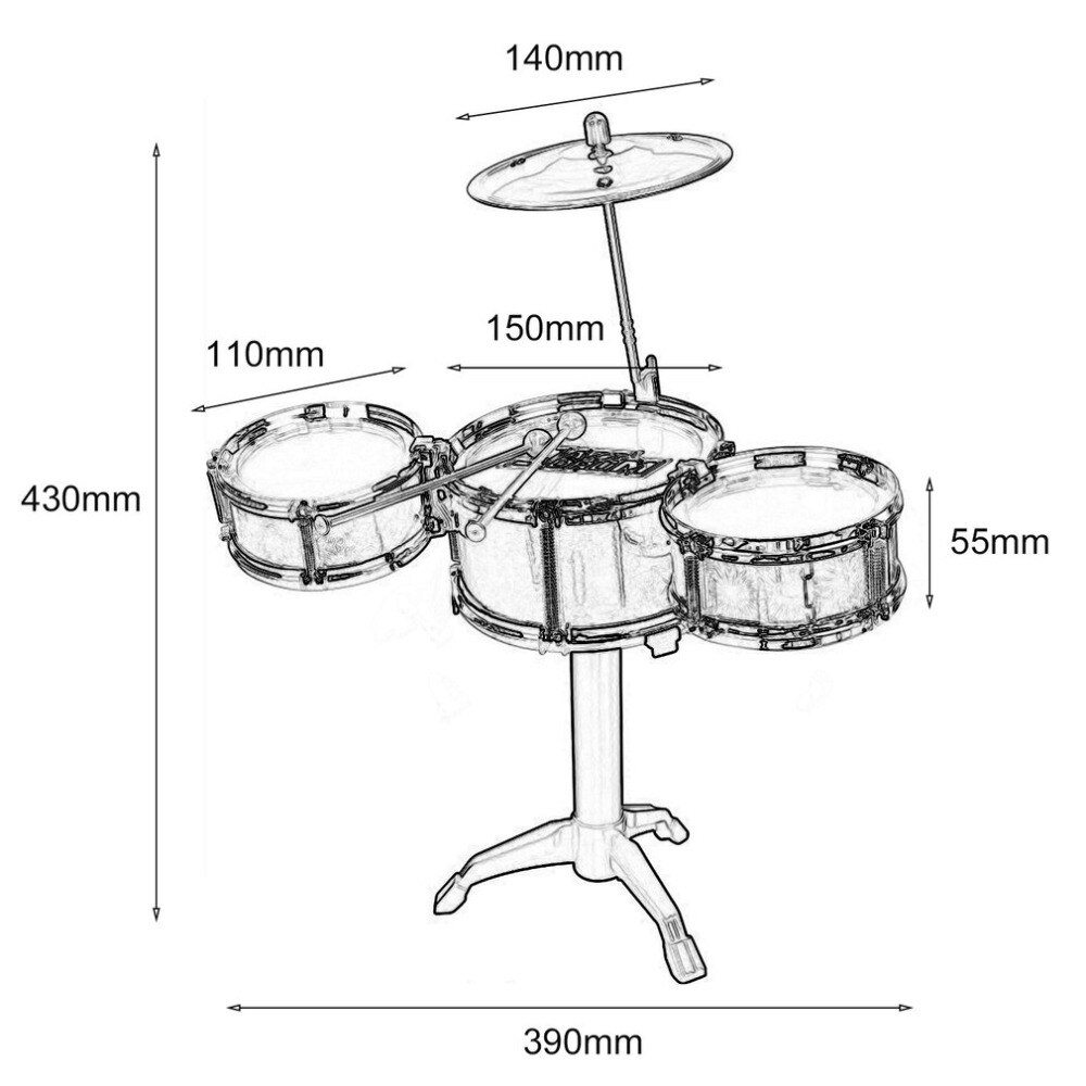 Kinderen Kids Jazz Drum Set Kit Musical Instrument Educatief Speelgoed 3 Drums and one symbal