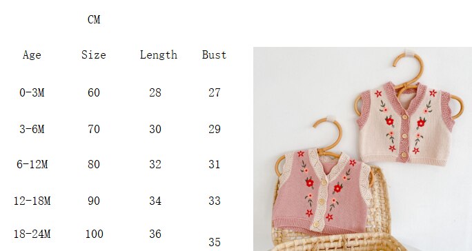 Baby Jongen Meisjes Truien Vest Bloemen Borduren Mouwloze V-hals Gebreide Vest Gebreide Trui Tops Herfst Vallen Kleren