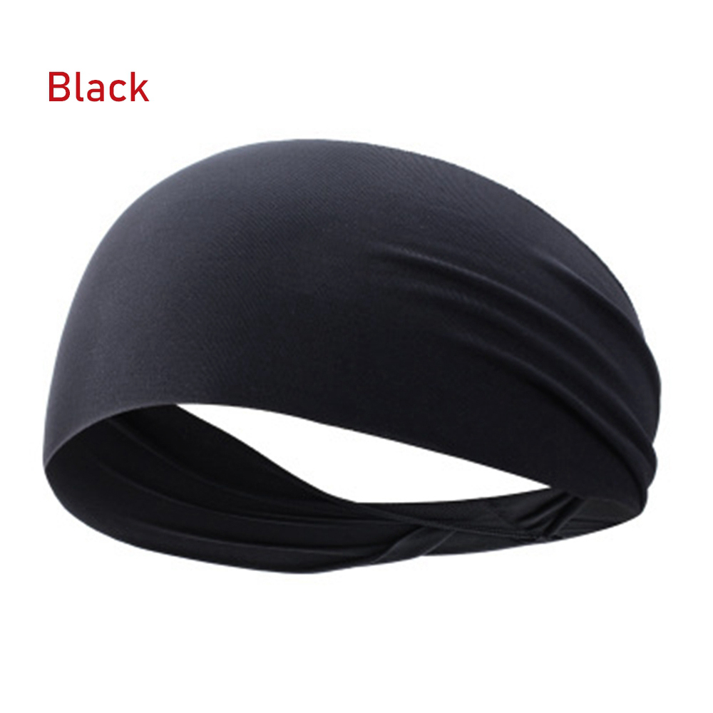 Unisex Elastic Yoga Headband Sport Sweatband Running Sport Hair Band Turban Outdoor Gym Sweatband Sport Bandage Accessory: black(23x10cm)