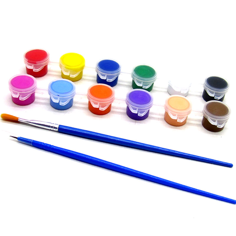 12 farver akrylmaling vandbørste pigment sæt til tøj tekstilstof håndmalet væg gips maleri tegning til børn