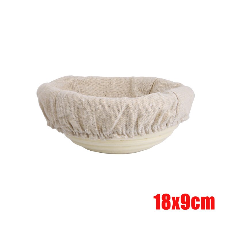 Round Rattan Bread Proofing Basket Natural Rattan Wicker Dough Fermentation Sourdough Country Bread Basket with Cloth Cover: 18x9cm