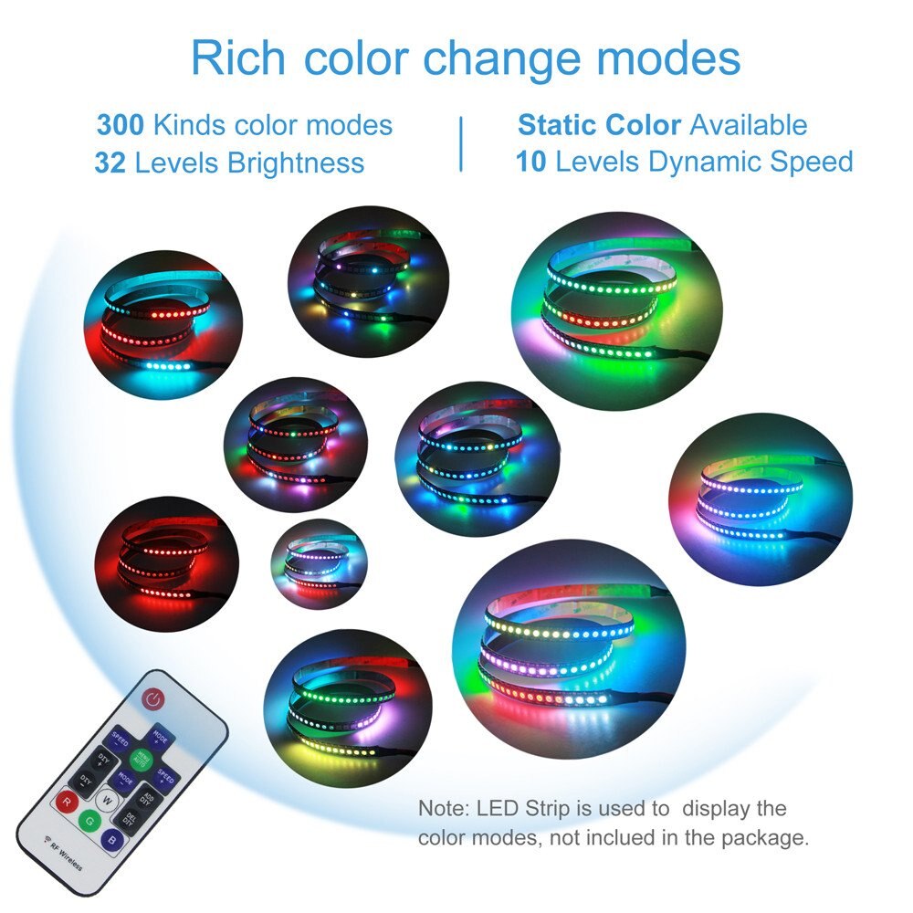 WS2813 WS2815 Led Controller Dc 5V 12V Draadloze Rf-afstandsbediening Droom Kleur Controller Wedstrijd WS2813B WS2815B WS2818 CS8812 1934