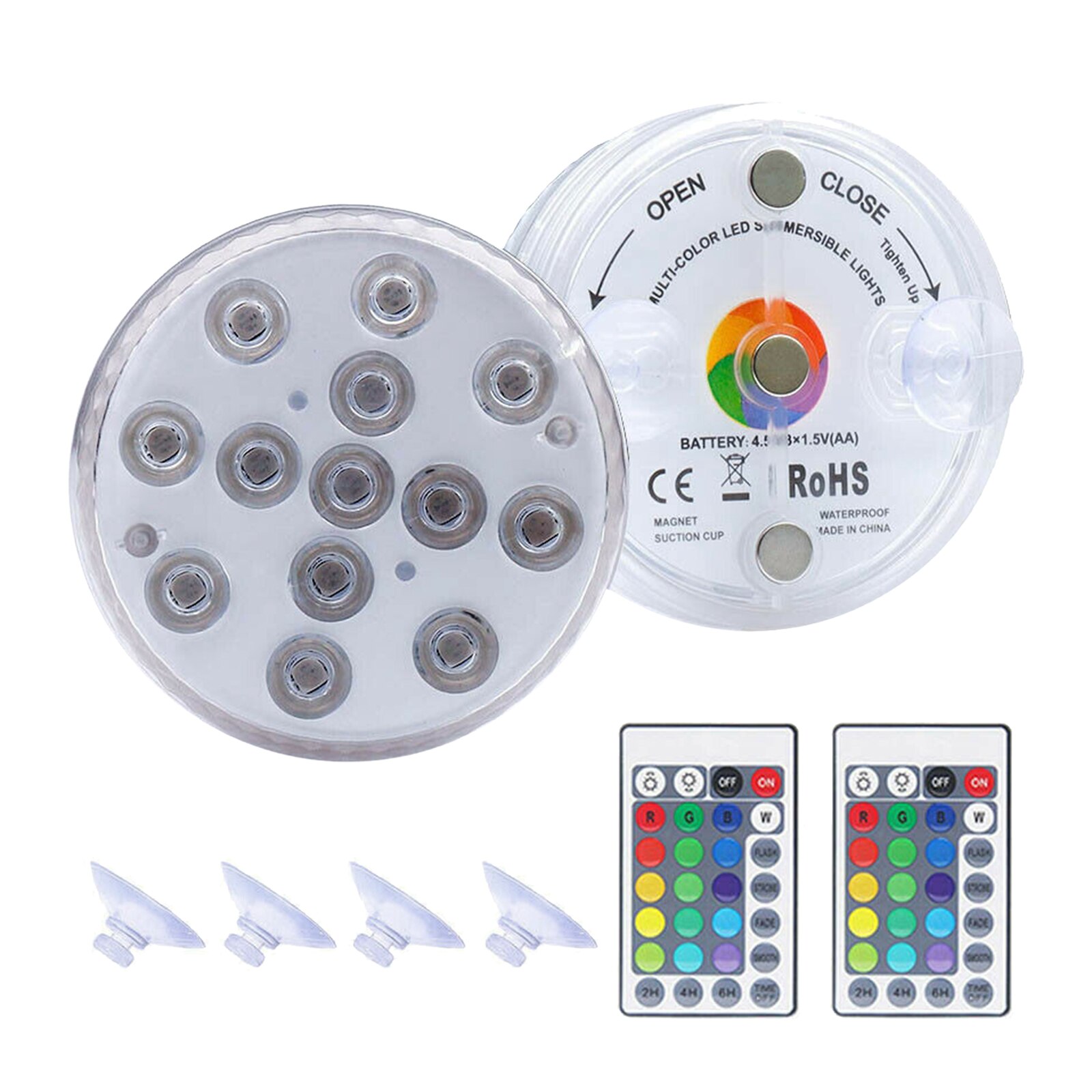 Zwembad Licht Rgb Kleur Veranderende IP68 Waterdicht Zuignap Onderwater Lamp Voor Aquarium Vijvers Tanks Party Decor: 2 Sets