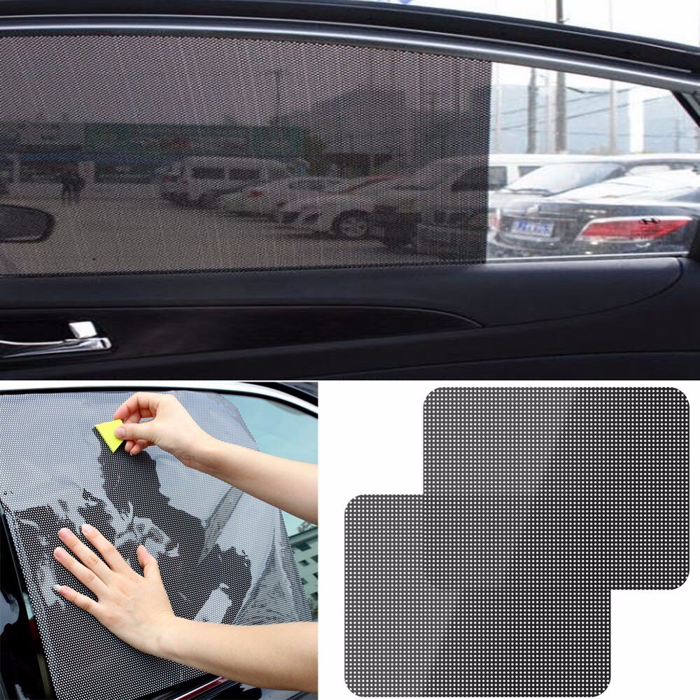 2Pcs Car Rear Window Side Sun Shade Cover Block Static Cling Visor Shield Screen car sunshade cover