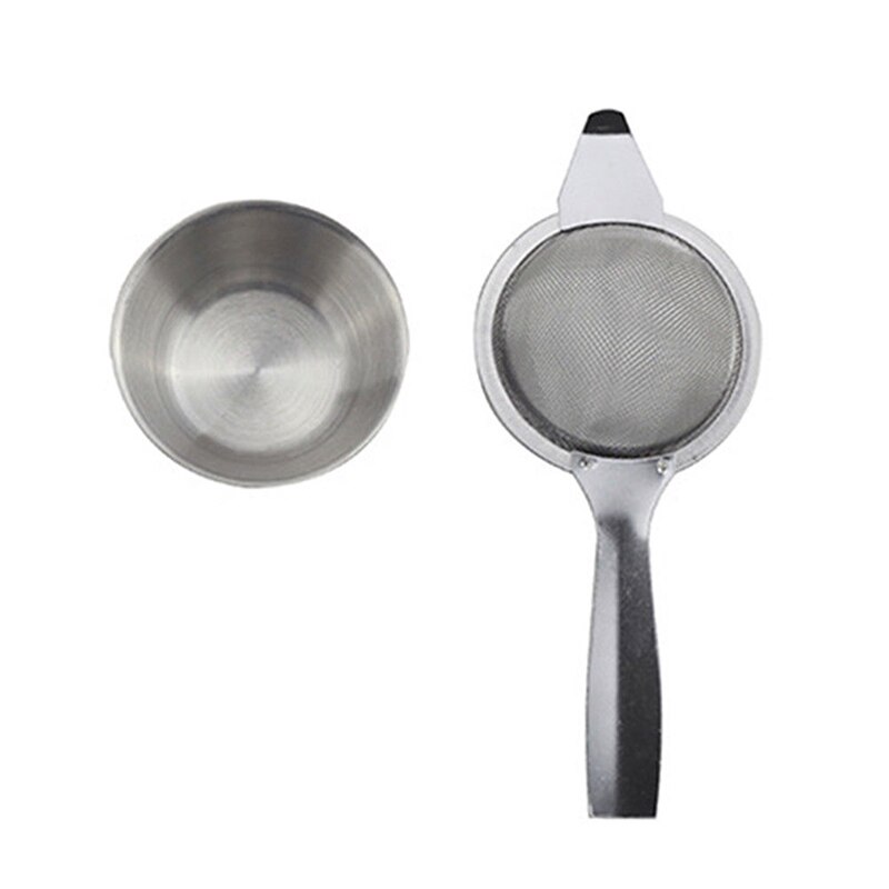 Herbruikbare Thee Filter Mesh Theezeefje Rvs Mesh Thee-ei Zeef + Losse Blad Druppelen Kom: Silver