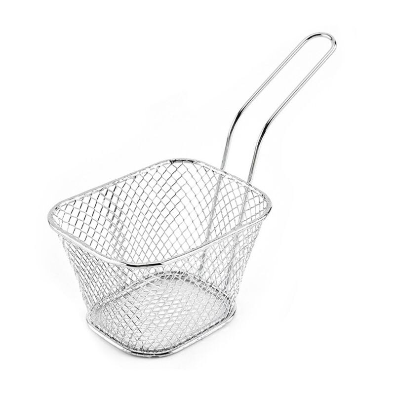 Stainless Steel Metal Basket French Fries Basket Mini Frying Storage Holder Serving Food Presentation Cooking Tools: 9FF1101446-S
