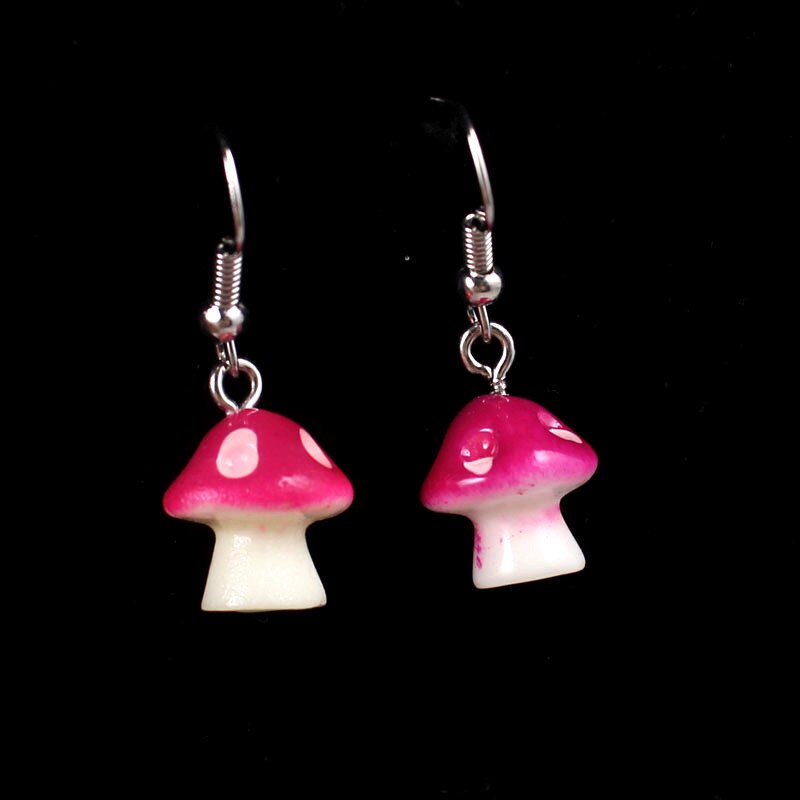 Boucles d'oreilles pendantes en forme de champignon pour femmes et filles, bijoux mignons faits à la main, 8 couleurs, 1.2x3.3cm, petits: 8