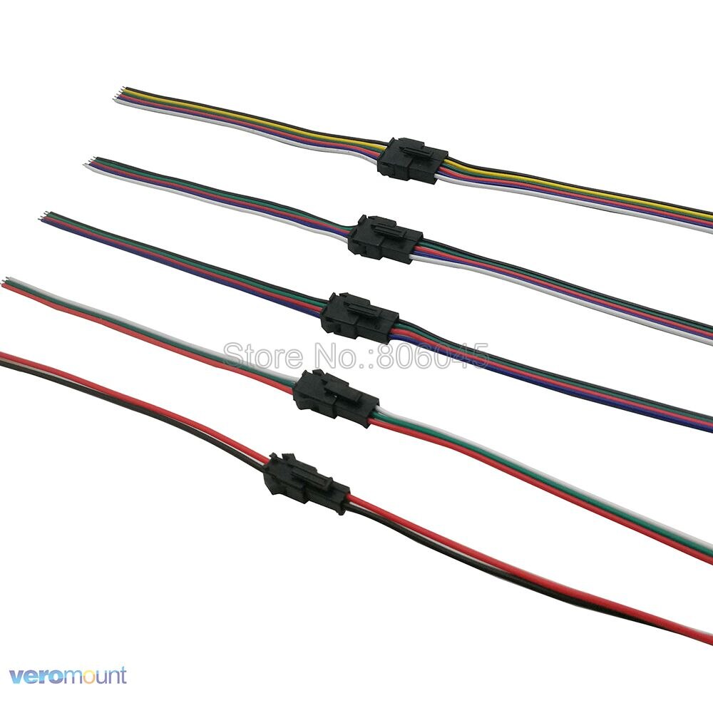 5Pairs 2pin 3pin 4pin 5pin 6pin SM JST LED Connector Male & Female Plug Socket Connector 15cm Wire for RGB RGBW RGBWW LED Strip