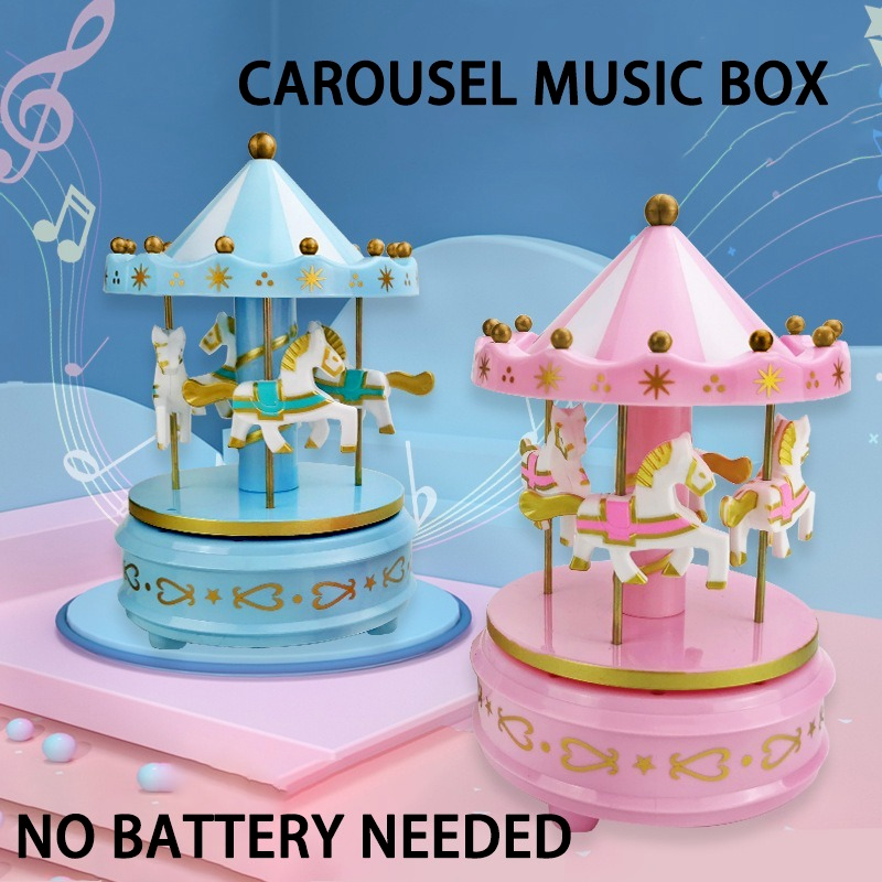 Merry-Go-Round Houten Muziekdoos Speelgoed Kind Baby Game Home Decor Carousel Horse Music Box Kerst Bruiloft