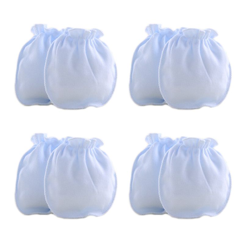 4 Pairs Del Bambino Appena Nato Anti Scratch Guanti di Colore Solido Infantile Protezione Anti-afferrare Guanti di Cotone morbido e confortevole: Blu