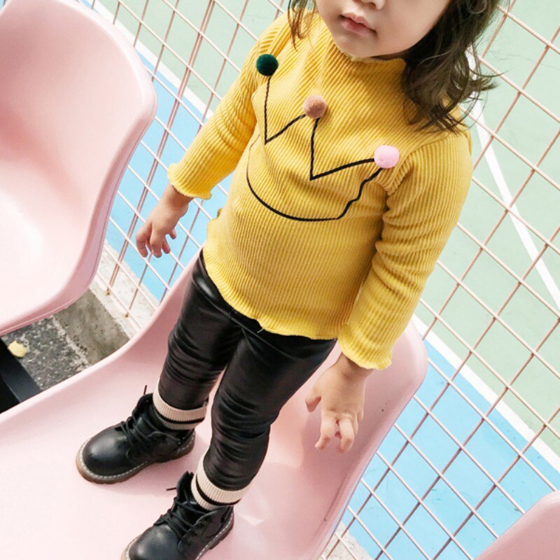 Bambino Della Ragazza Addensare T-Shirt A Maniche Lunghe per Neonati Magliette E Camicette T Shirt Camicetta di Cotone di Colore Della Caramella Bambini Casual Magliette Per Le Ragazze Dei Bambini magliette e camicette