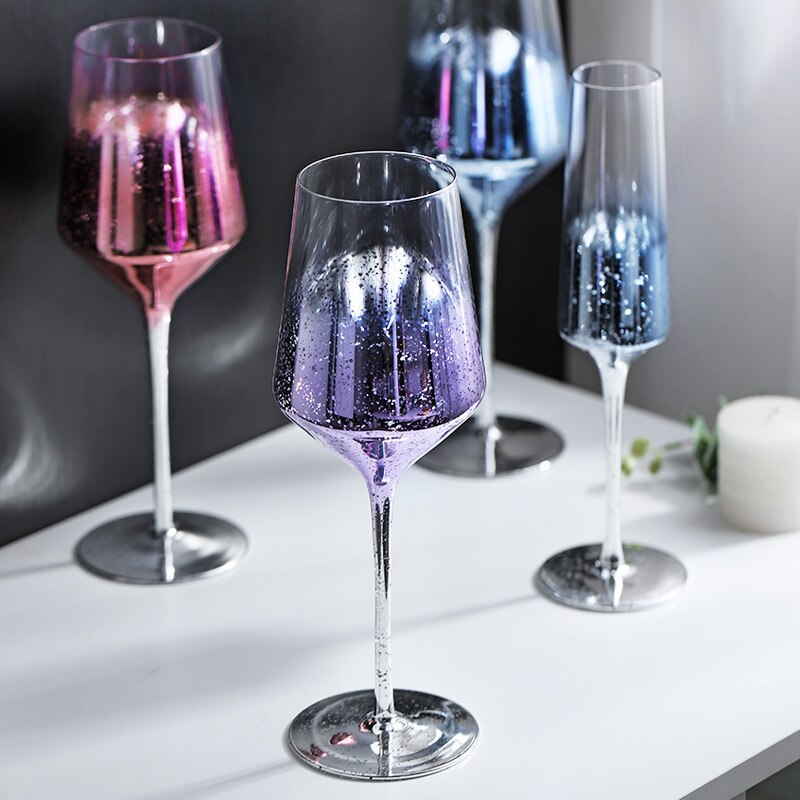 Vinglas färgglada glasvaror för att dricka champagnekristallina bröllopsglas dekoration vin kopp fest exqusite
