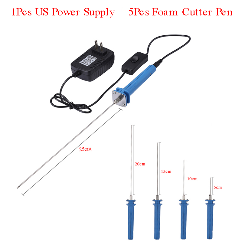 6 IN 1 DIY Foam Cutter 5/10/15/20/25cm 110-240V Electric Foam Polystyrene Cutting Machine Pen Portable Styrofoam Cutting Tools: US Plug and 5pcs Pen