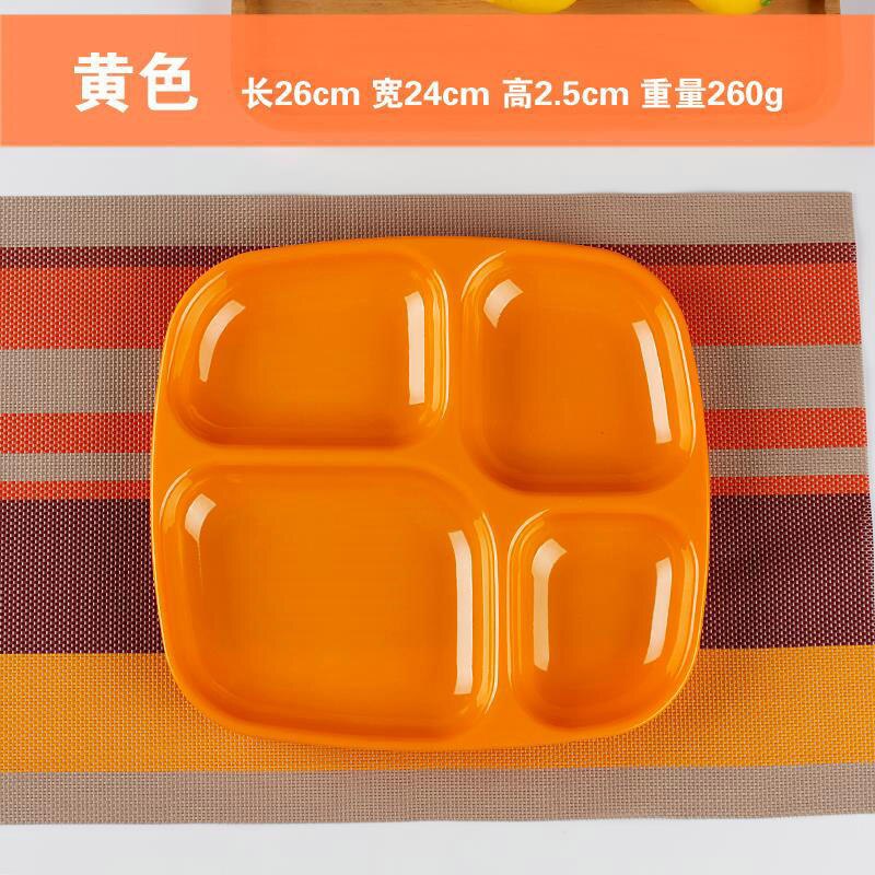 10 Inches Divided Plates,Melamine Tray Plate,Stackable,Dishwasher Safe (blue),Imitation Porcelain Square 4 Grid Fast Food Plate: 3