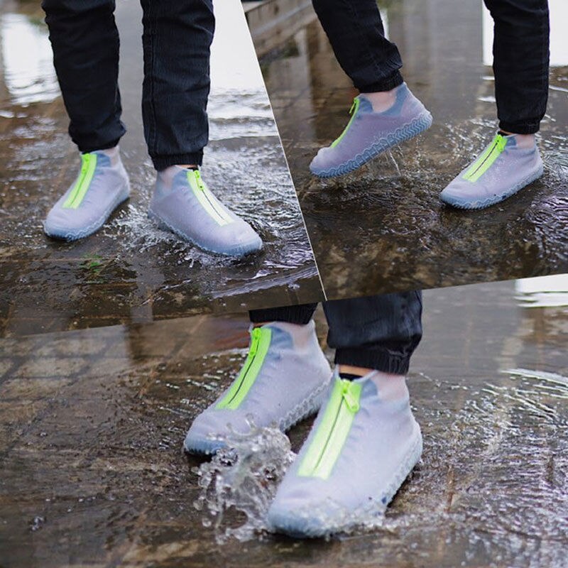 Waterdichte Rits Siliconen Schoen Cover Regen Laarzen Unisex Outdoor Solid Antislip Antislip Slijtvaste herbruikbare Shoe Cover