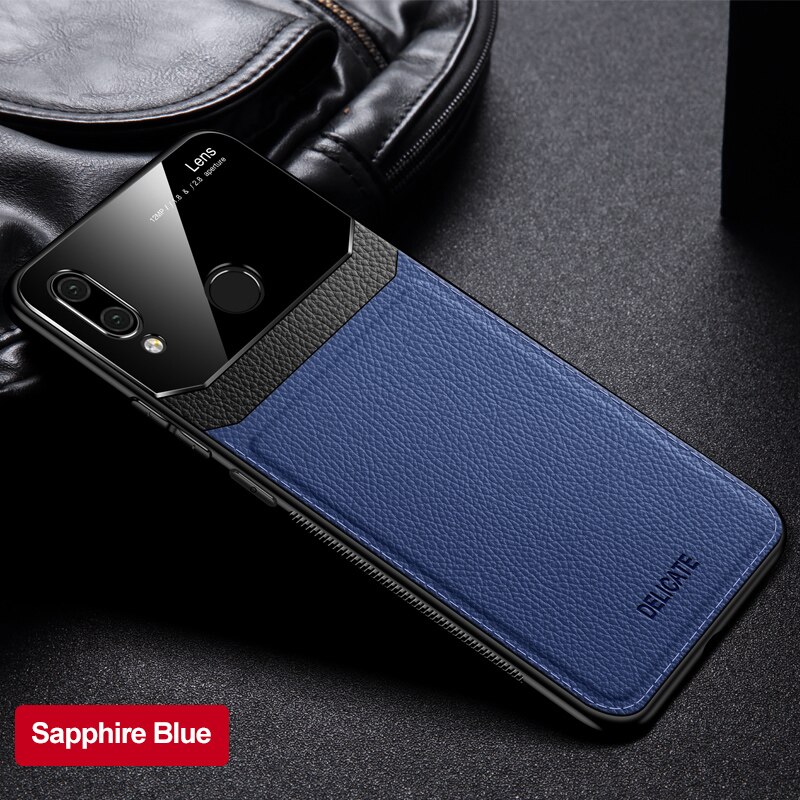 Xiaomi Redmi Note 7 Case PU Leather Plexiglass Silicone Shockproof Bumper Phone Case For Xiomi Redmi Note8 8 Pro Plus Back Cover: Redmi 8A / Blue