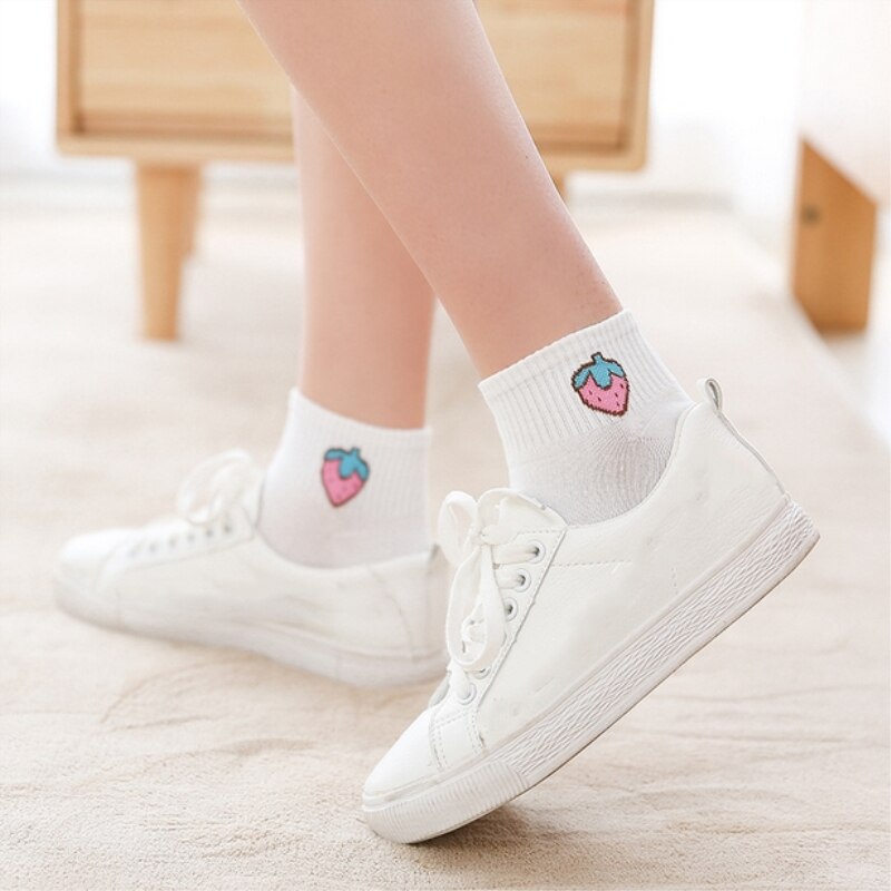 1 Pair Cartoon Cute Women Short Socks Spring Summer Autumn Cotton Fruit Comfortable Socks