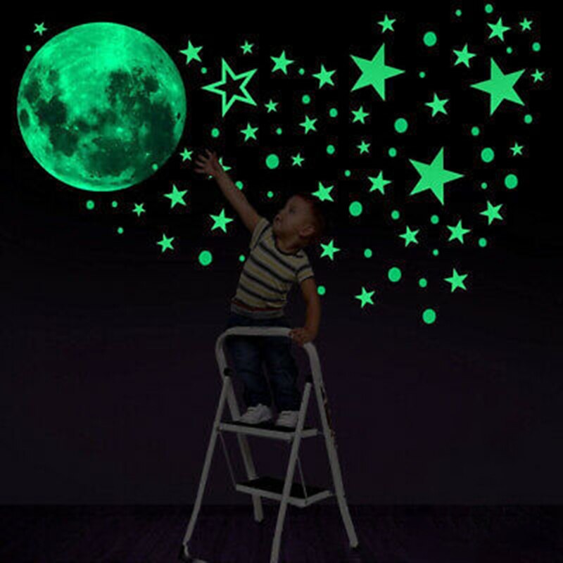 Moon Star Muursticker Dot Fluorescerende Glow In De Lichtgevende Dark Diy Behang Voor Thuis Decoratie Kamer Sticker