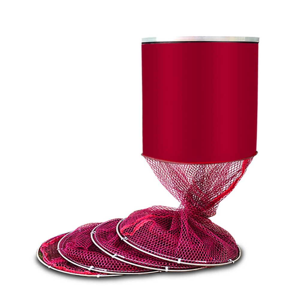 2m/2.5m Folding Telescoping Quick-drying Nylon Mesh Fishing Basket Dip Nets Fyke Net Shrimp Cage Outdoor Fishing Tackle Gear: Wine Red 25cmx250cm