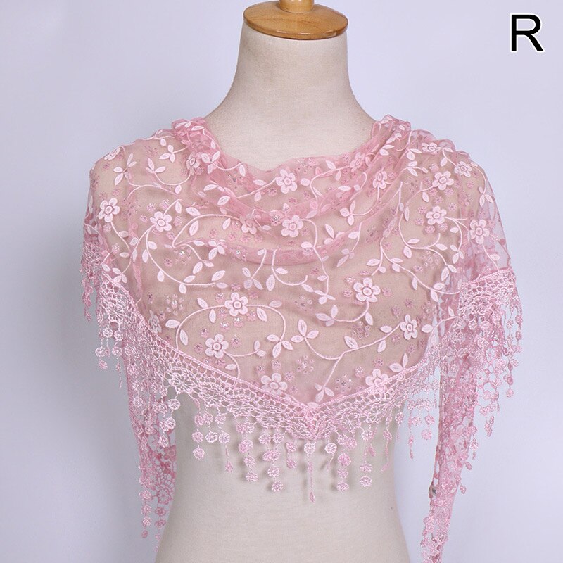 Vrouwen Bloemen Sjaal Wrap Lace Sheer Kwastje Sjaal Mode Hollow Tassel Lace Rose Bloemen Knit Driehoek Mantilla Sjaals: R