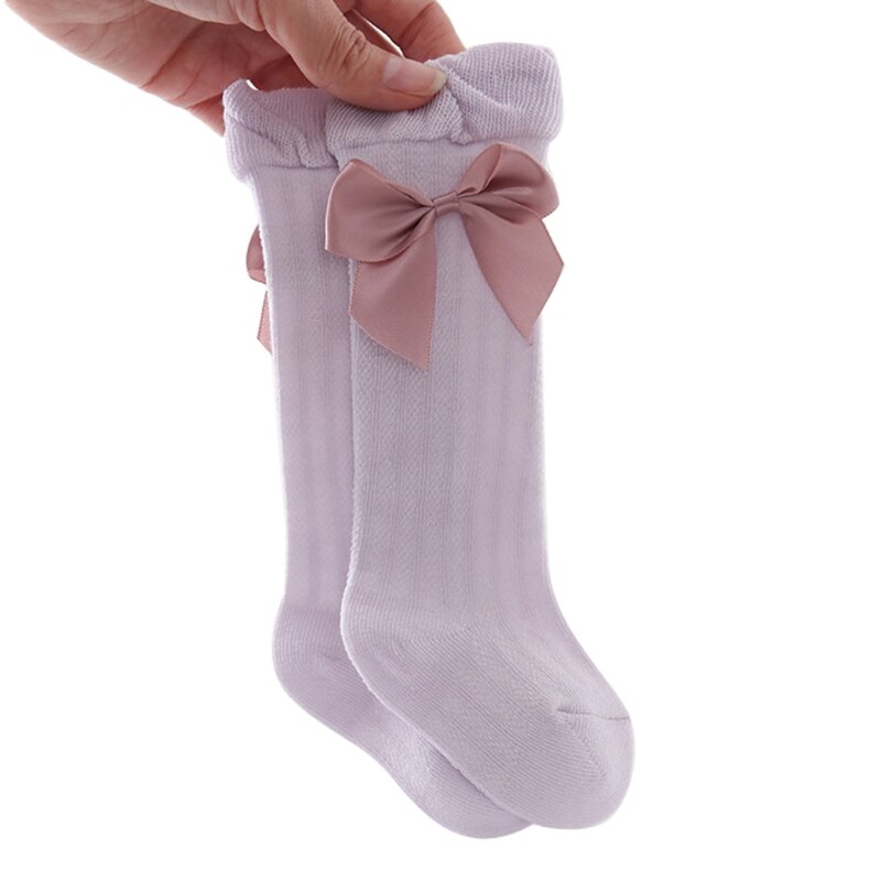 Babymeisjes zomer dunne mesh hoge sokken met strik anti-muggen overknee kous  f3me