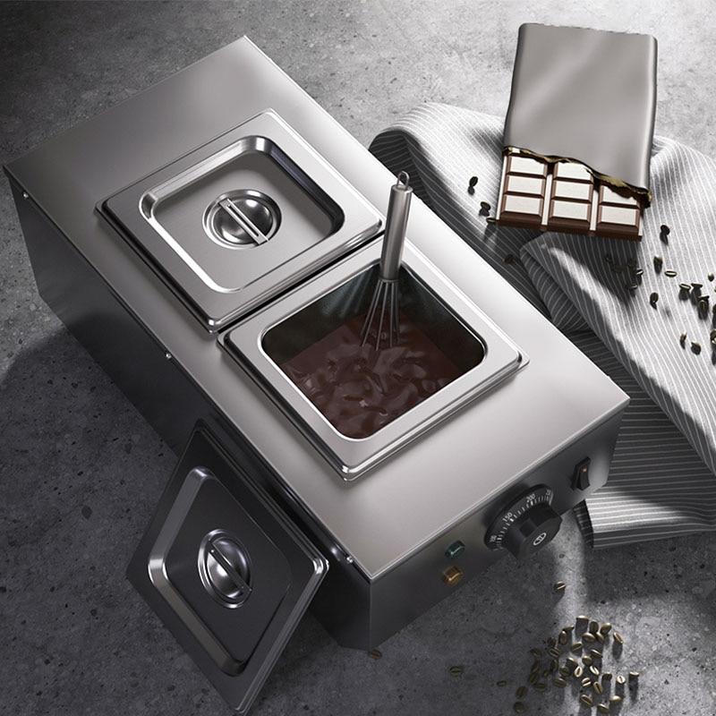 Chocolate melting pots commercial double chocolate dipping melting machine cylinder electric warmer melter 2 Lattices