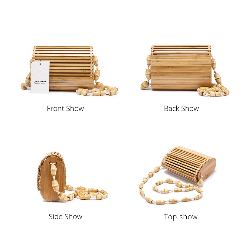 LOVEVOOK Bamboo bag Wood crossbody shoulder bag women summer beach flap ladies messenger bag