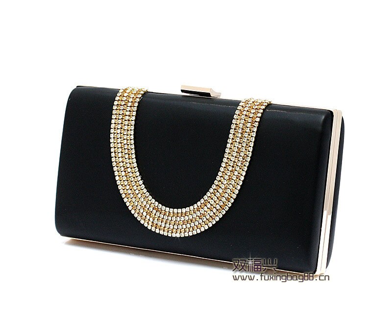 Vrouwen Avondtasje Luxe Zwart/Zilver Wedding Party Bag Diamond Rhinestone Koppelingen Crystal Bling Gold Clutch Bag PuWY139: Black