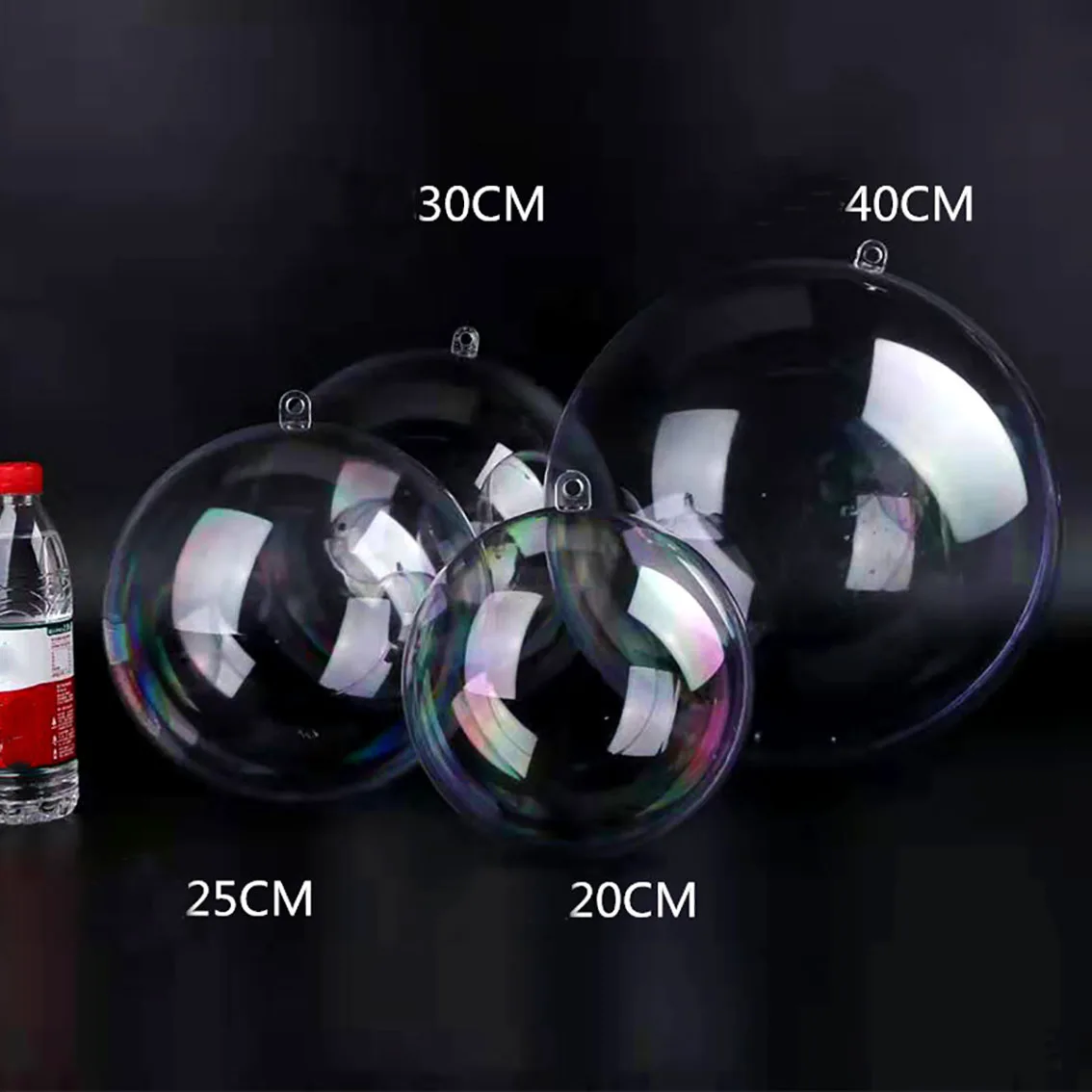 1-20CM Transparent Balls Hollow DIY Plastic Fillable Bauble Xmas Tree Hanging Ornaments Home/Wedding Party Box Decor Part