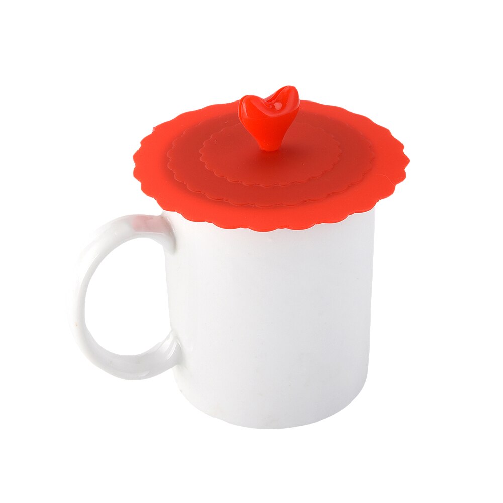 Love Heart Fashionable Food-grade Silicone Cup Cover Heat-resistant Safe Healthy Silicone Lids 9 Colors: H