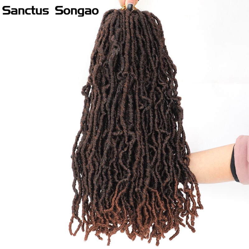 Santus Songao Nu Locs Synthetic Crochet Braiding Hair 24' Soft Faux Locs Hook Braids Curly Dreadlock Braiding Hair
