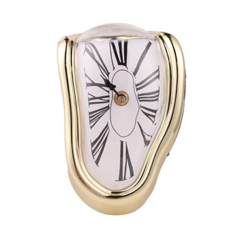 Horloge murale déformée créative de Style Salvador Dali, horloge murale à aiguille à Quartz blanche/noire/or, décoration de maison: C