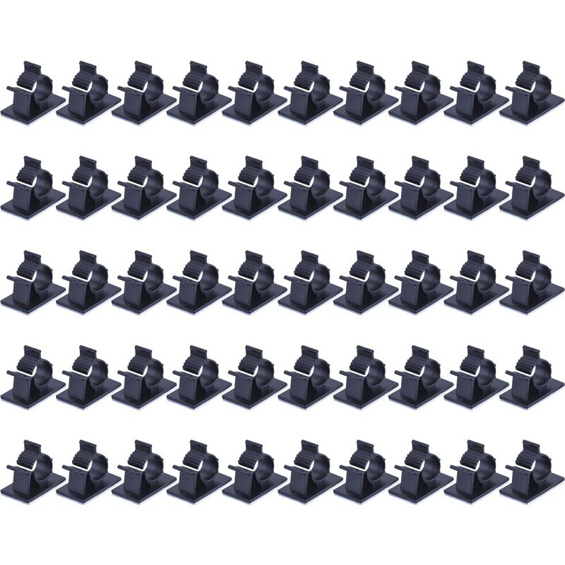 Adjustable Cable Clips Adhesive Nylon Wire Clamps Black 50 Pcs: Default Title