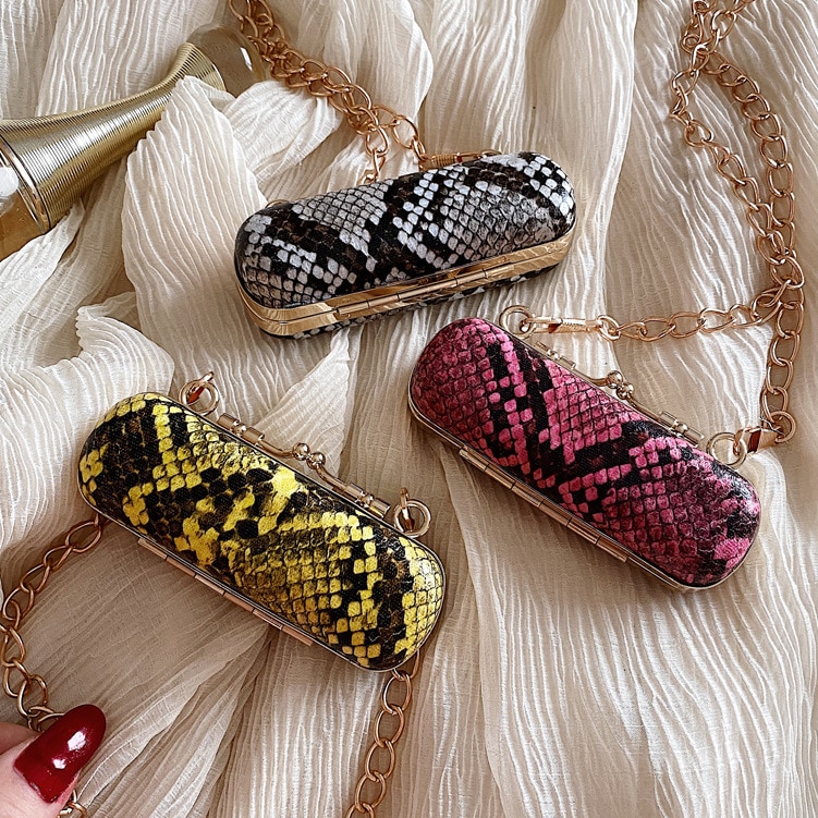 Bærbar leppestiftveske for kvinner mini lyst mønster fest dekorative skuldervesker serpentine cross body myntvesker  jd03141