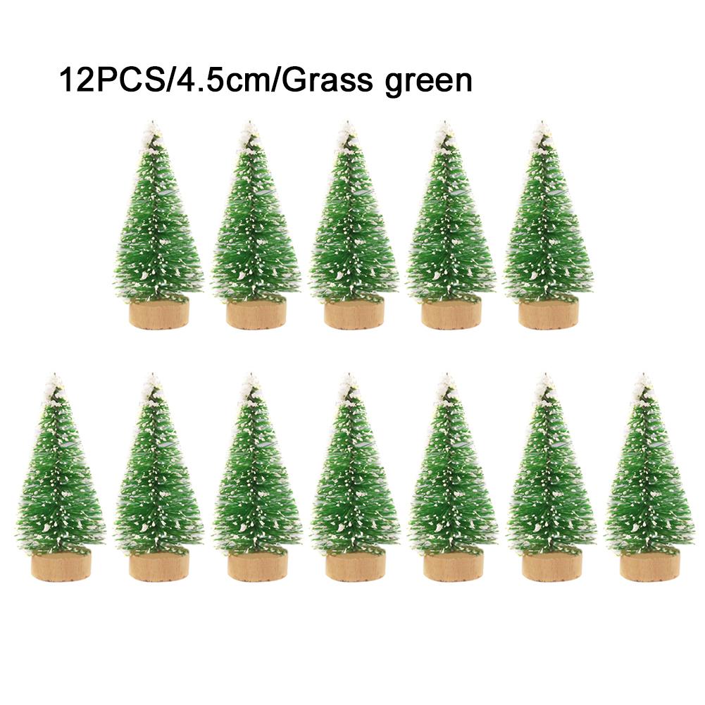 12pcs Decorated Small Christmas Tree Cedar Pine On Sisal Silk Blue-green Gold Silver And Red Mini Christmas Tree Ornaments: D
