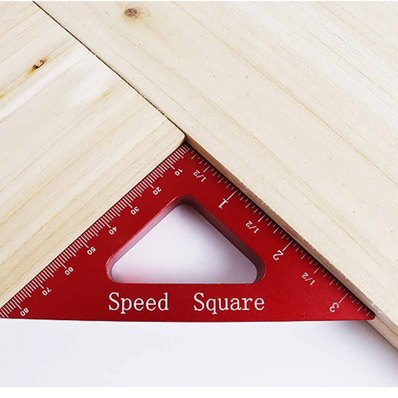 45 Degree Aluminum Alloy Angle Ruler Inch Metric Triangle Ruler Carpenter's Workshop Woodworking Square Multifunction Tool