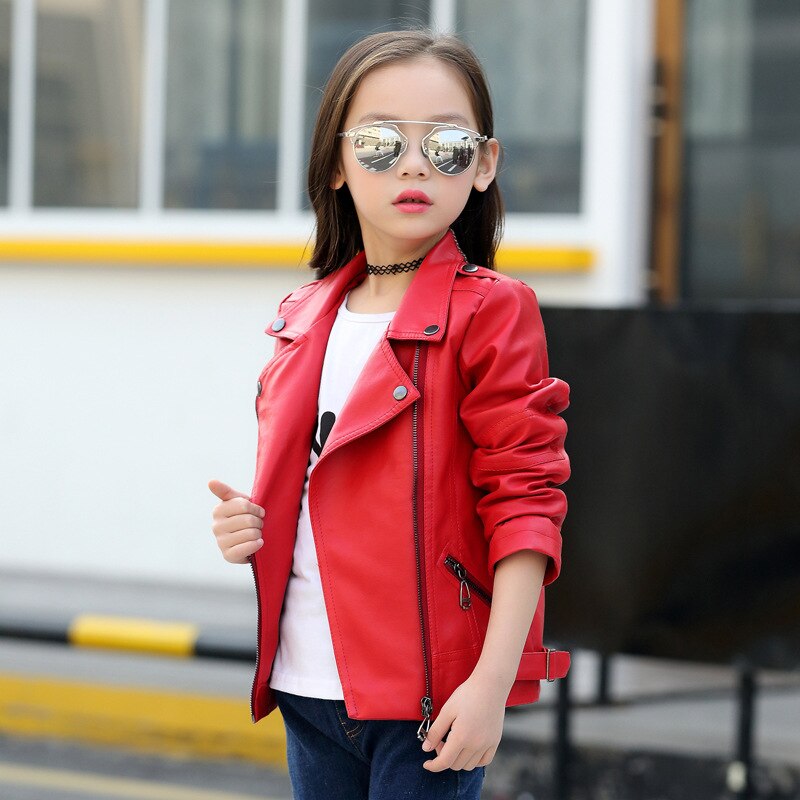Primavera abbigliamento per bambini ragazze pu giacca cappotto abbigliamento giacca per bambini ragazze ragazzi colletto classico cerniera cappotto in pelle abbigliamento