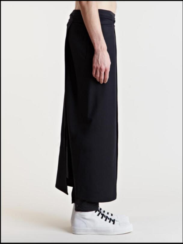 Culottes hommes jupe pantalon défilé jupes neutres personnalité robe longue décontractée grande taille Trousersinger Costumes 28-46