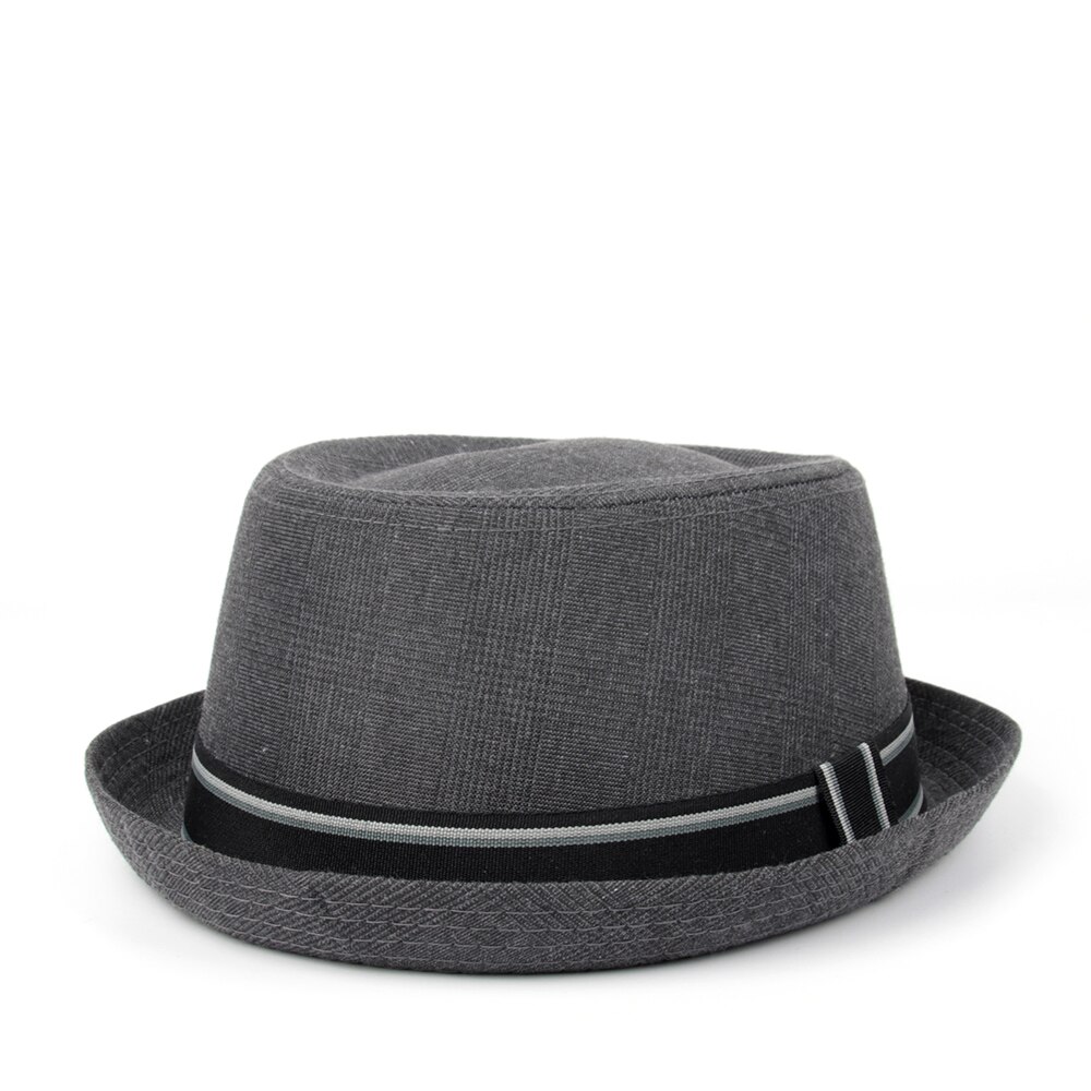 Mannen Fedora Hoed Platte Pork Pie Hoed Voor Gentleman Vader Bowler Porkpie Jazz Hoed Grote Maat Sml Xl: Dark Gray / 59CM