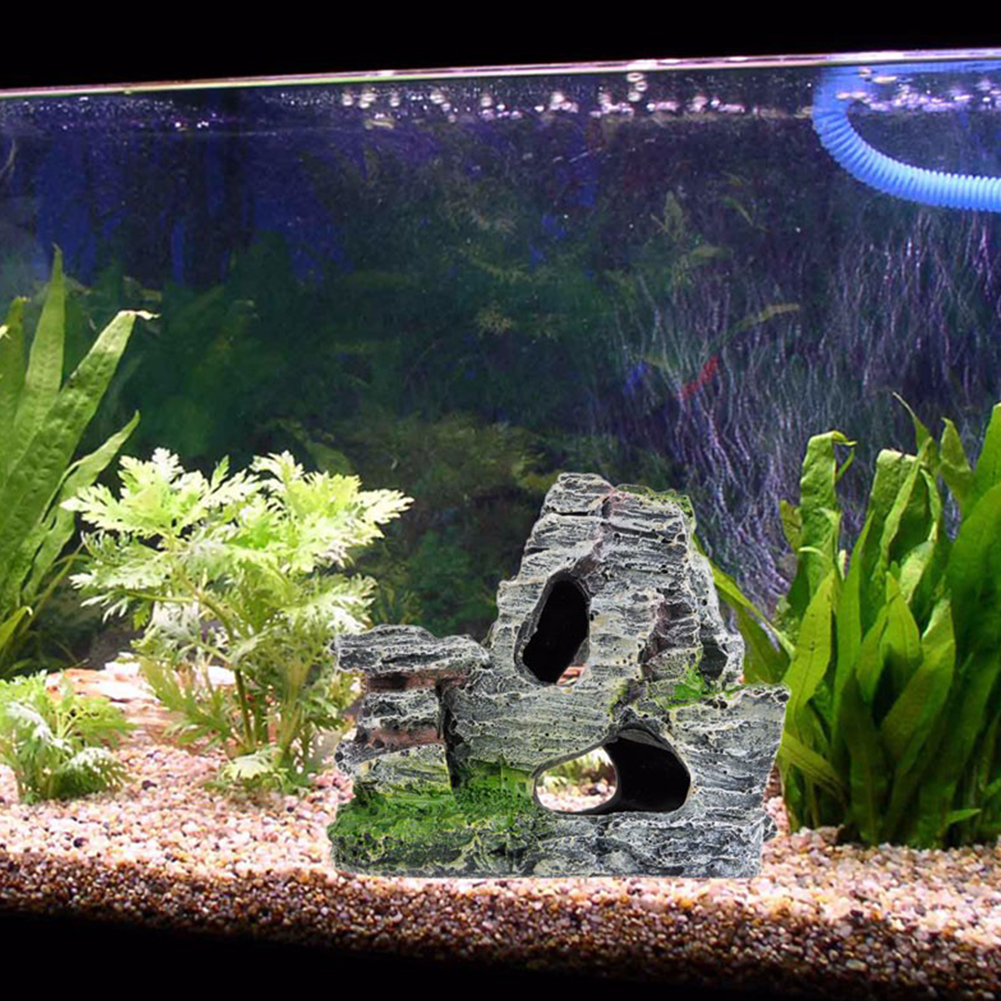 Mountain View Aquarium Ornament Tree Rock Cave Stone Decoration Fish Tank