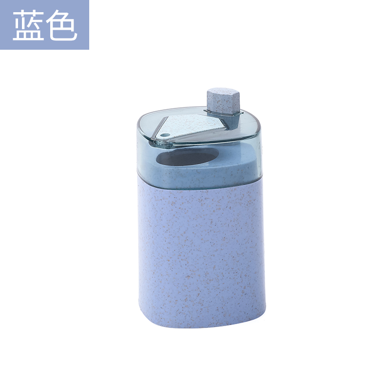 Automatic Toothpick Holders Container Wheat Straw Household Table Toothpick Storage Box Toothpick Dispenser Table Decoration: BlueSquare