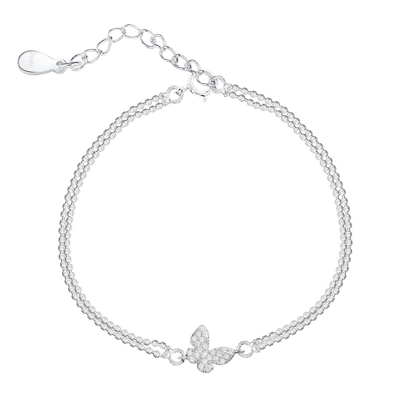 Double-Layer Lucky Round Chain Silver Color Bracelet For Women Girls Simple Trendy Jewelry SL2460