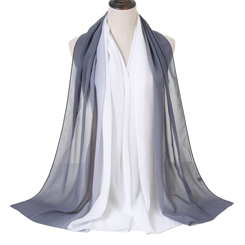 Laven Newest Gradient Bubble Chiffon Scarf Women Muslim Hijab Large Size Ombre Scarves Chiffon Shawl Female Islamic Bandana: 15