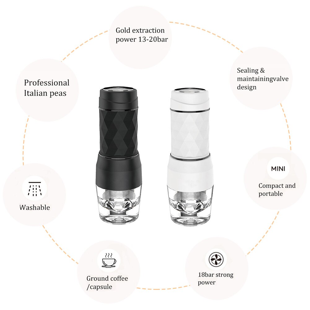 Mini Espresso Coffee Machine Portable Coffee Maker Hourglass American Manual Handheld Espresso Coffee Maker For Home Travel