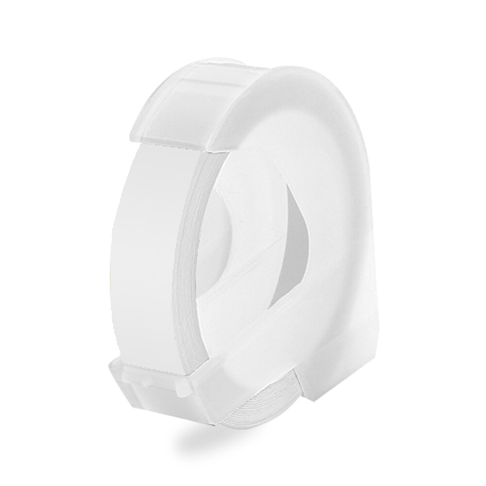 1 roll 9MM Compatible for Dymo 3D Plastic Embossing Tapes for DYMO 1011 1610 12965 MOTEX E101 Label Makers: White on Clear