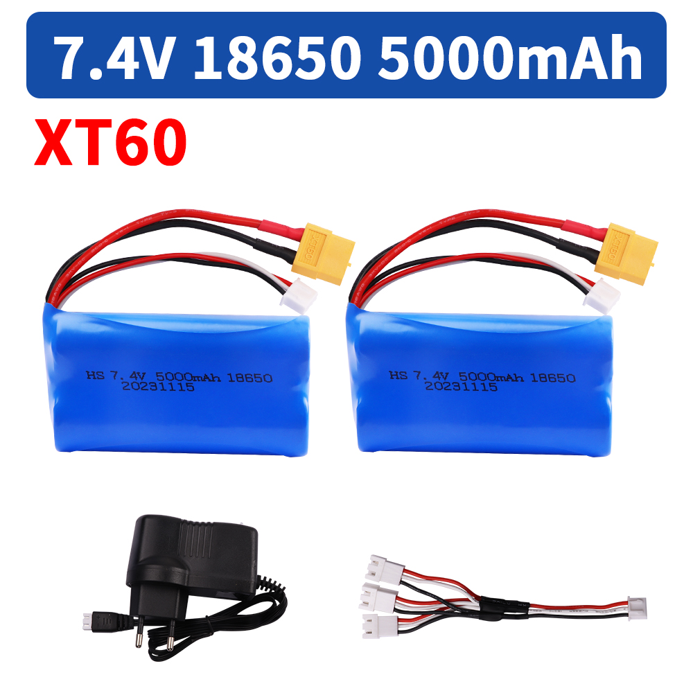 Batería Para Henglong 3818 3819 3838 3839 3889 3898 3899 3908 3918 3938 3939 1/16 7,4 5000 tanque RC V mAh batería de iones de litio con enchufe XT60: Azul