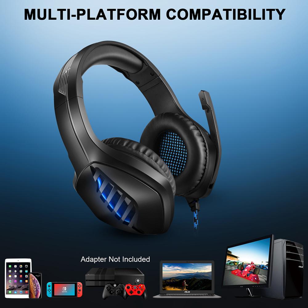 Head-Mounted Oortelefoon Gaming Headset Met In-Line Microfoon Noise Cancelling 3.5Mm Headset Voor Pc, PS4, Xbox Een